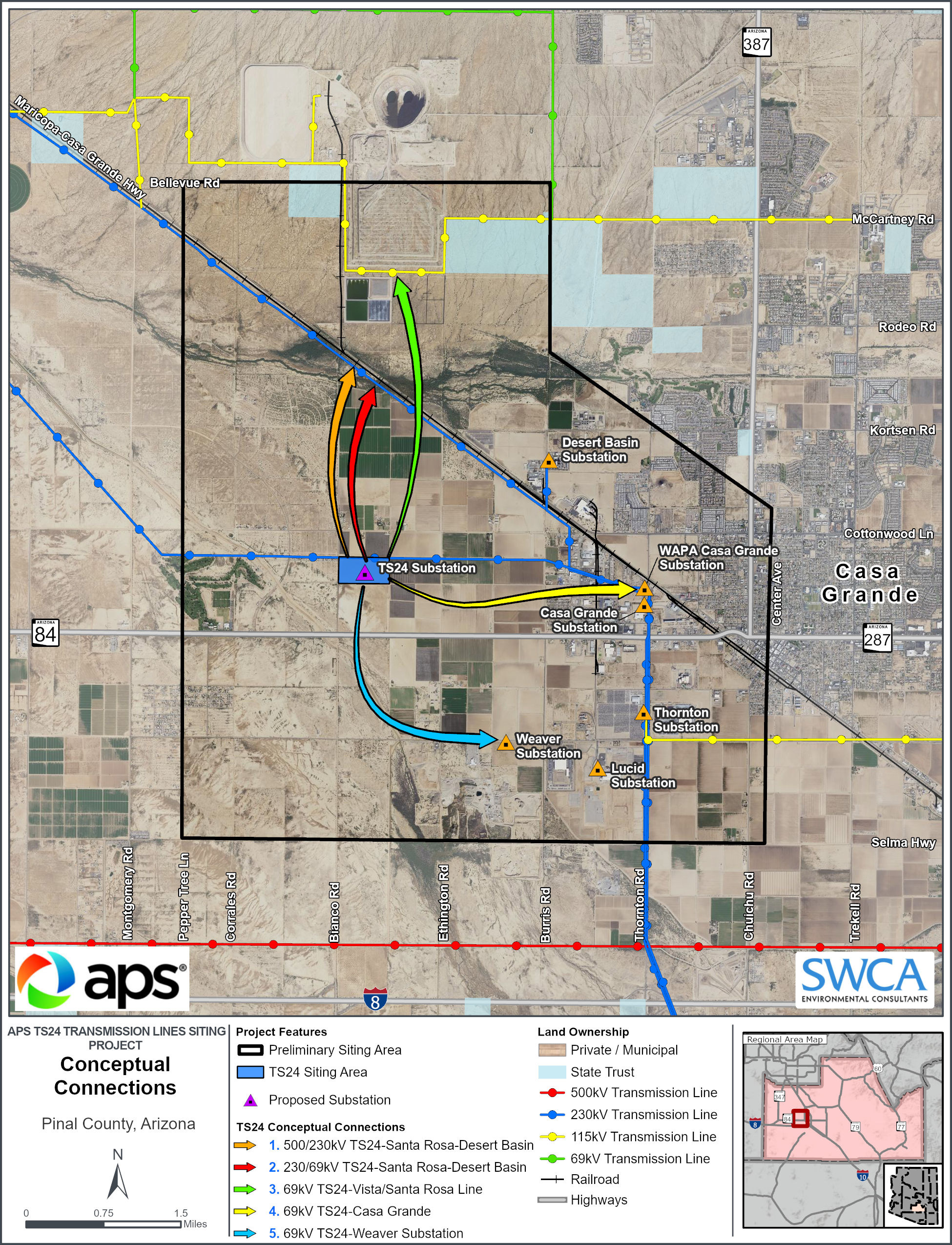 Bianco 230kV proposed routes map