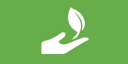 icon of a hand a leaf