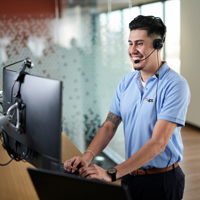 Phone center rep on call