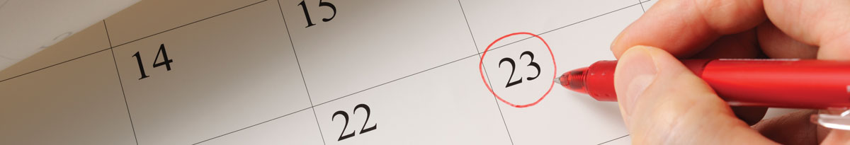 Calendar with a due date circled in red